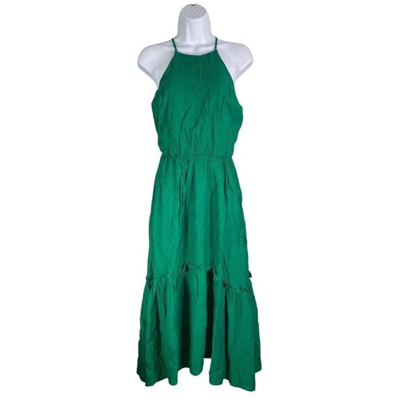 All in Favor Womens Halter Maxi Dress Forest Green Dress Size XS - Picture 2 of 8